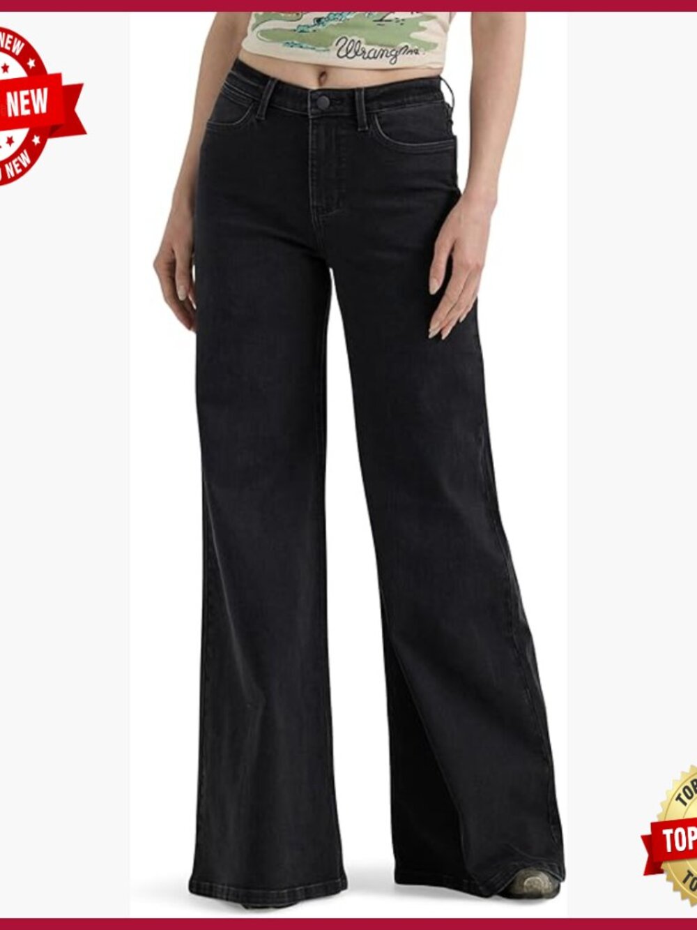 High Rise Wide Leg Flare Jeans, Regular Fit, 32" Inseam, Stretch Denim